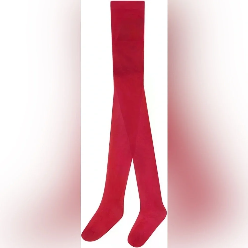 GCDS Semi Sheer Logo Red Tights
